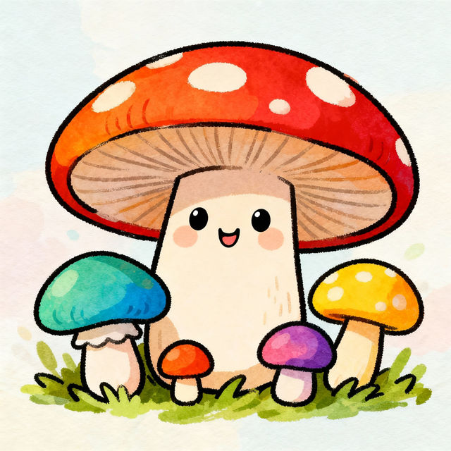 Easy Mushroom Drawings gallery