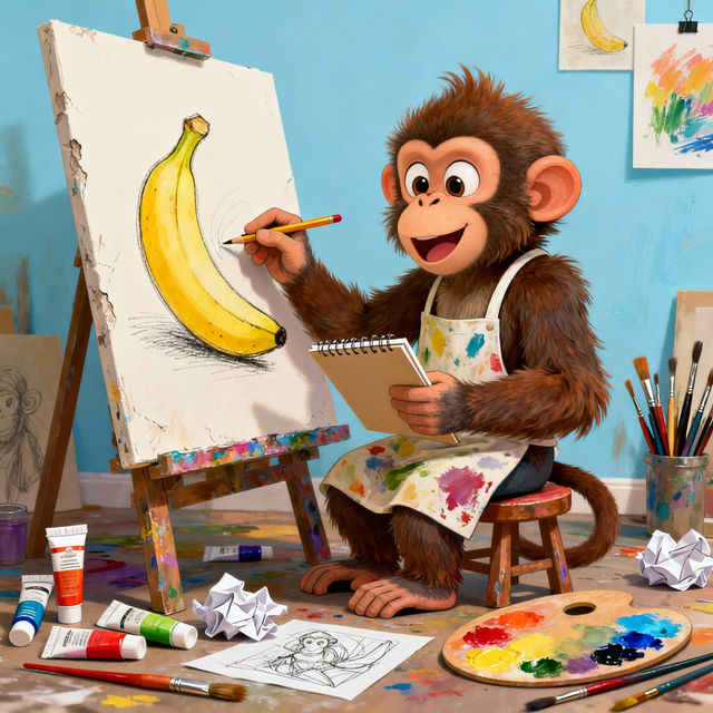 Monkey Drawings - Created with AI gallery