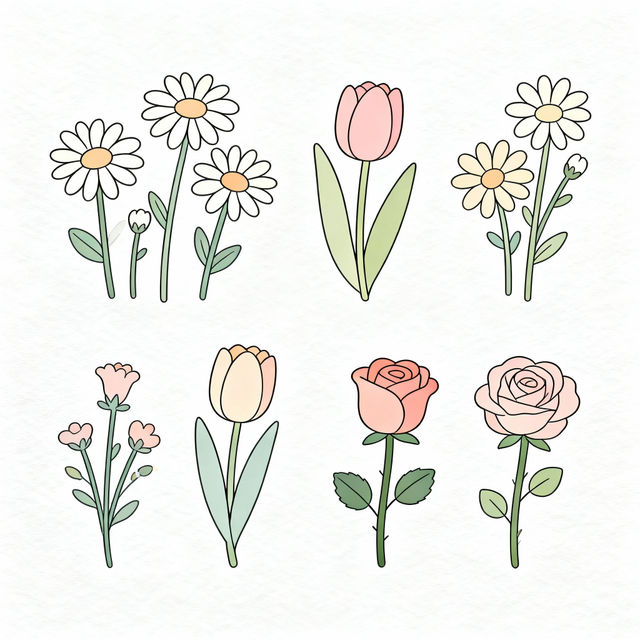 Cute Simple Flower Drawings - Made With AI gallery