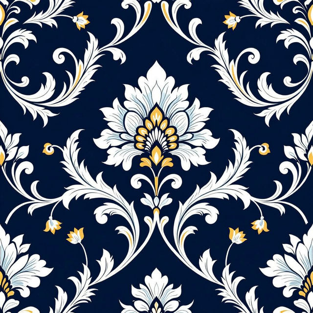 Navy Floral Wallpaper gallery