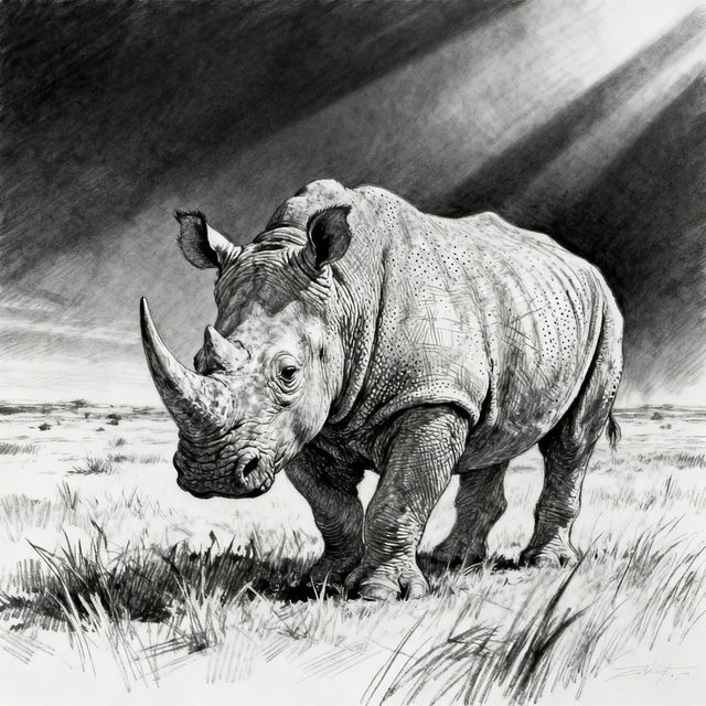 Rhino Drawing - AI Generated gallery