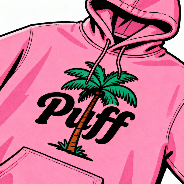 Pink Palm Puff Hoodie Drawings gallery