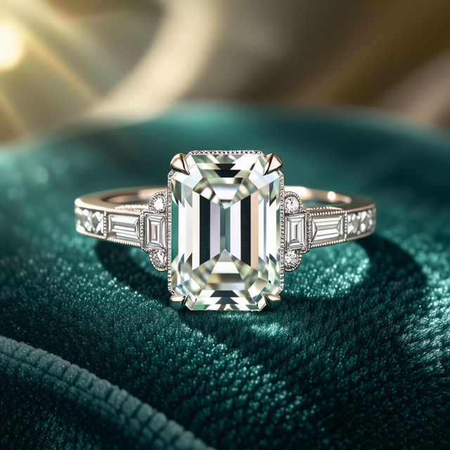 Art Deco Emerald Cut Engagement Rings gallery