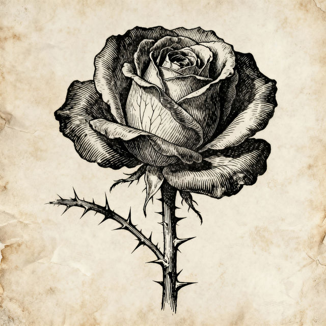 Rose With Thorns Drawings - AI Generated Art gallery