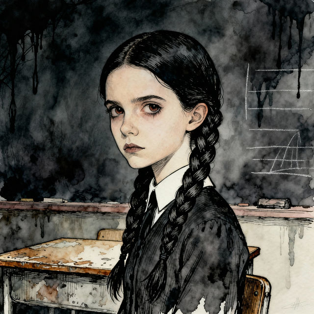 Wednesday Addams Drawings - AI Generated Art gallery