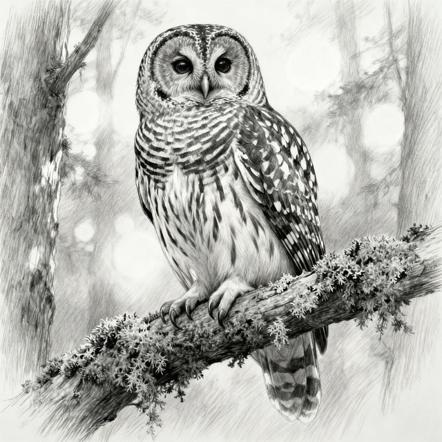 Barred Owl Drawings - AI Generated gallery