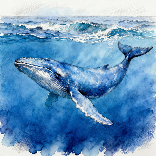 Blue Whale Drawing Pictures - AI Generated gallery