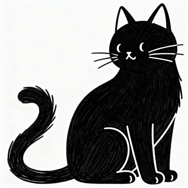 Easy Black Cat Drawing gallery