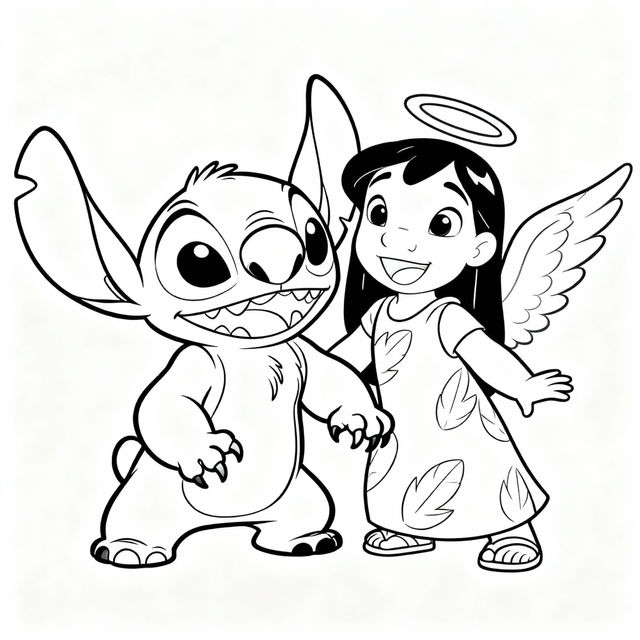 Stitch and Angel Drawing Outlines gallery