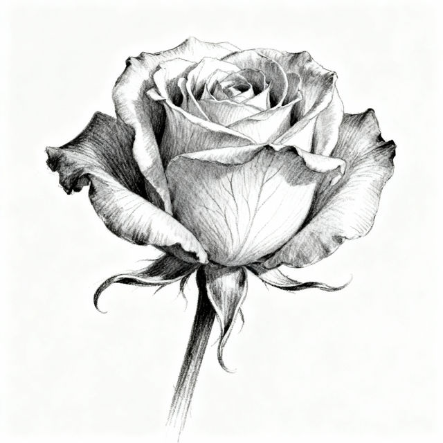 Sketch Rose Flower Drawings gallery