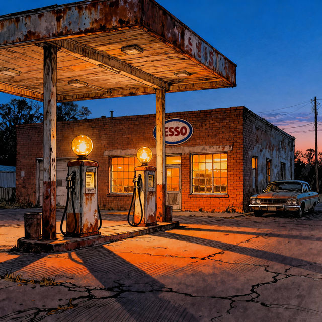 Gas Station Drawings - AI Generated Art gallery