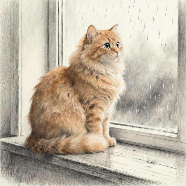 Sitting Cat Drawing - AI Art gallery