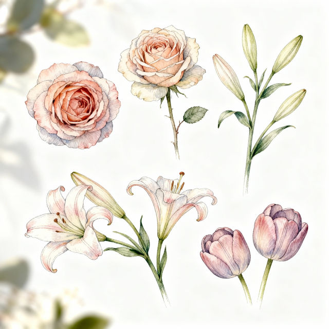 Realistic Easy Flower Drawings - Made With AI gallery