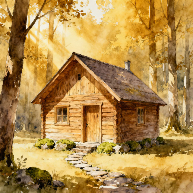 Easy Cabin Drawing gallery