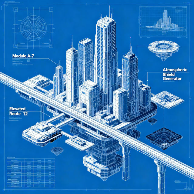 Blue Print Drawings - AI Generated gallery