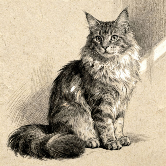 Maine Coon Cat Drawings - AI Generated gallery