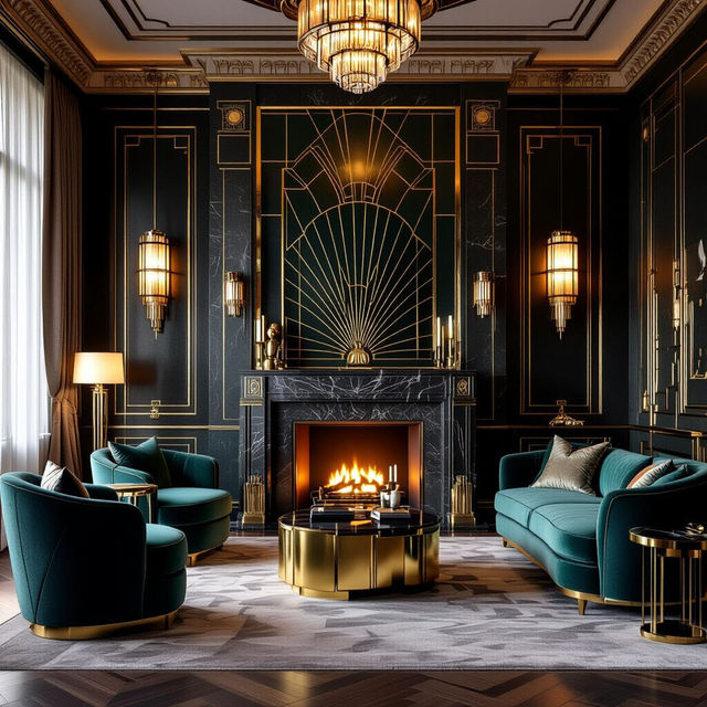 Art Deco House Interiors - AI Generated gallery
