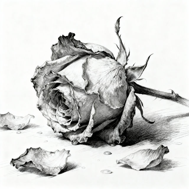 Dying Rose Drawings - AI Generated Art gallery