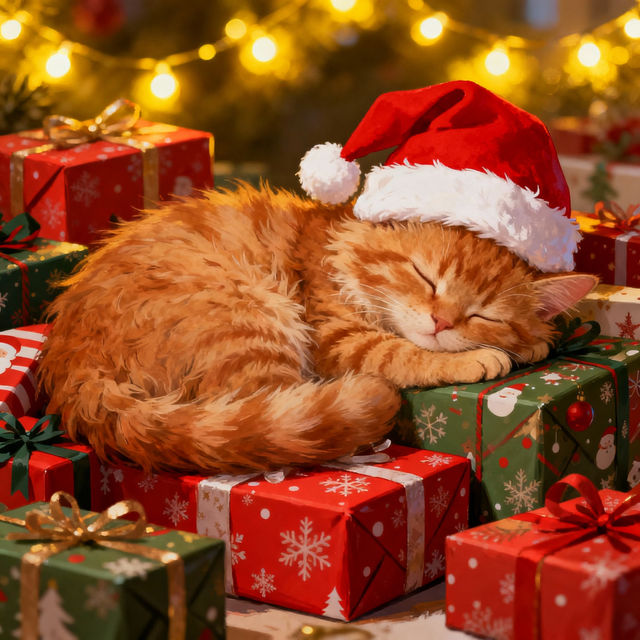 Cute Christmas Cat Drawings gallery