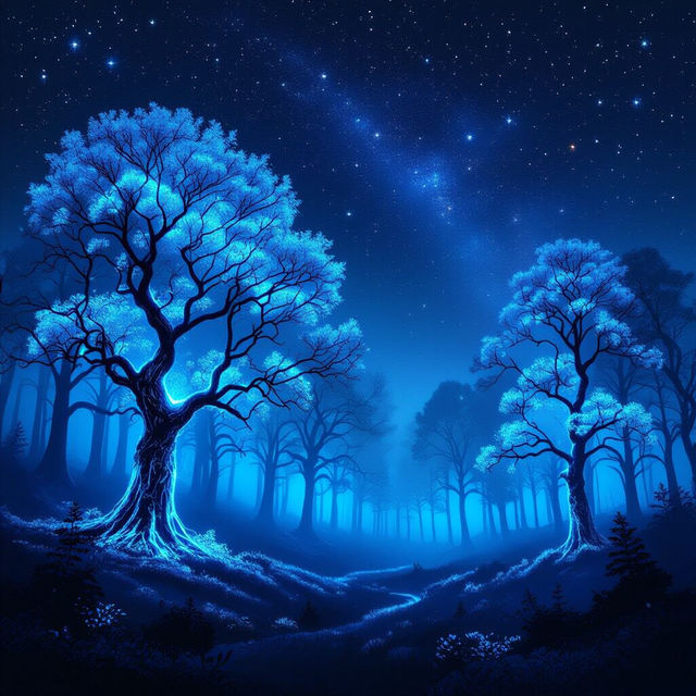 Blue Tree Wallpaper - AI Generated gallery