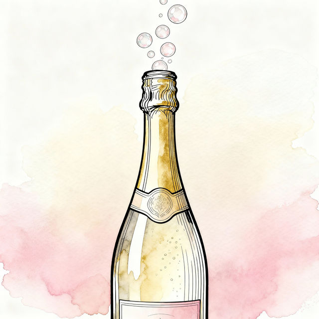 Champagne Bottle Drawing gallery