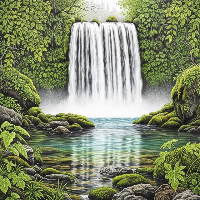 AI Waterfall Drawings Gallery gallery