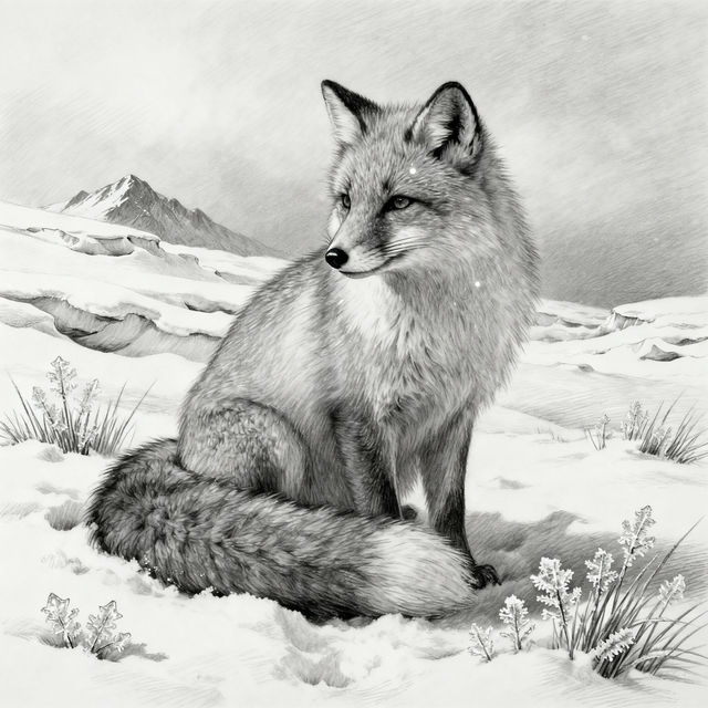 Arctic Fox Drawings - AI Generated gallery