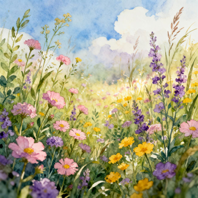 Field Of Flowers Drawings gallery