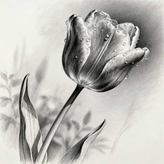Realistic Tulip Drawings - Created with AI gallery