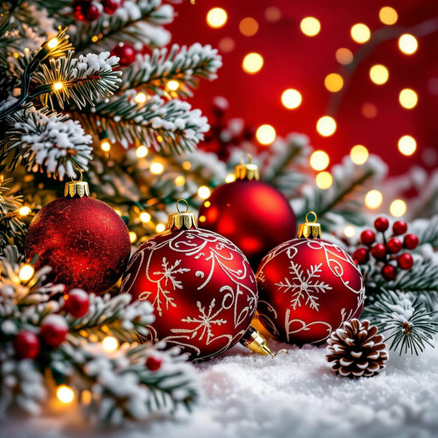 Red Christmas Wallpaper - AI Generated gallery