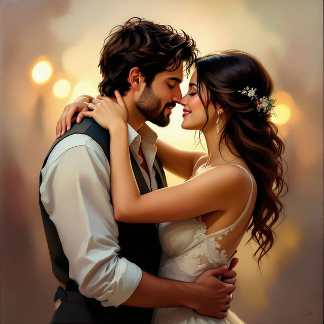 Kissing Canvas Art - AI Generated gallery