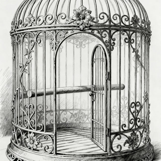 Cage Drawing Art - AI Generated gallery