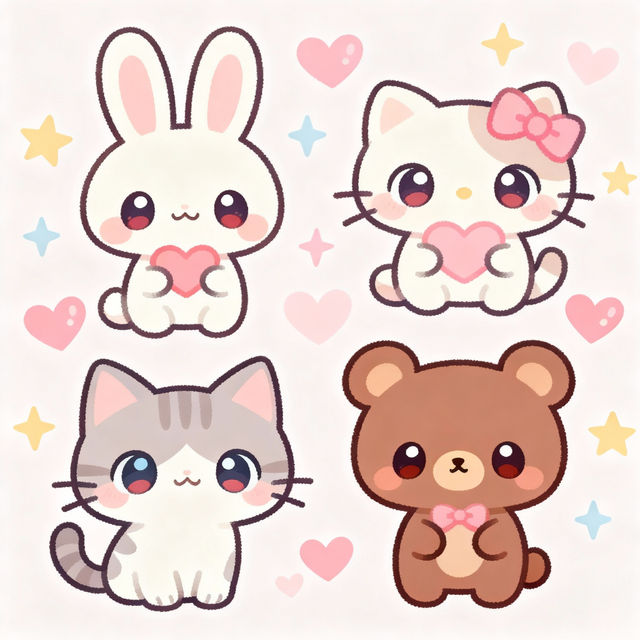 Kawaii Animal Drawings - Made With AI gallery