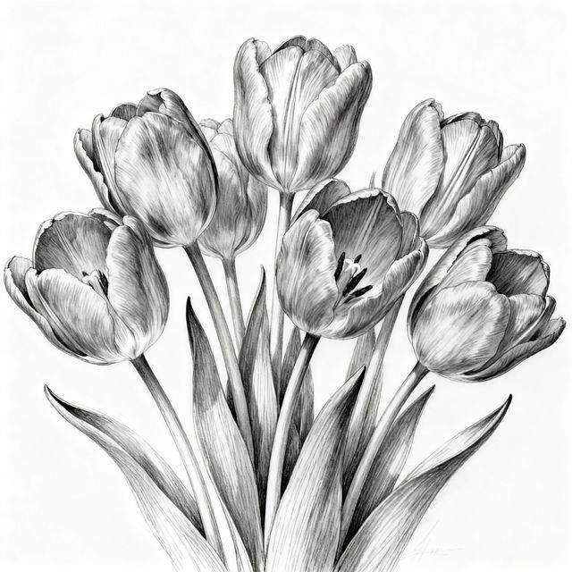 Drawing Of Tulips gallery