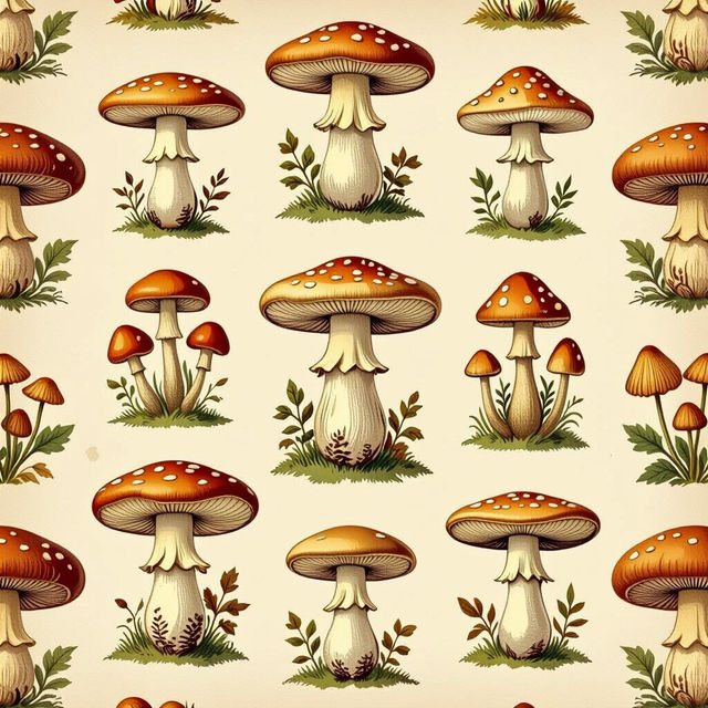Vintage Mushroom Wallpaper gallery