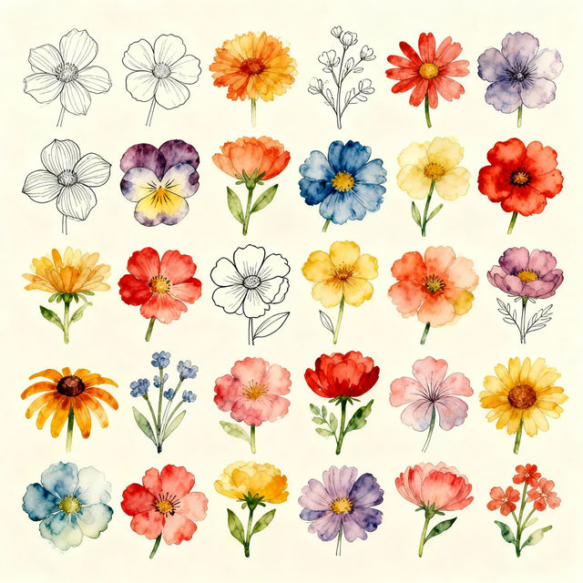 25 Beautiful Flower Drawings - Easy AI Art gallery