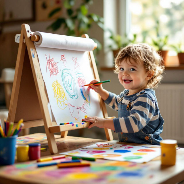 Toddler Art Easel With Paper Roll - AI Generated Art gallery