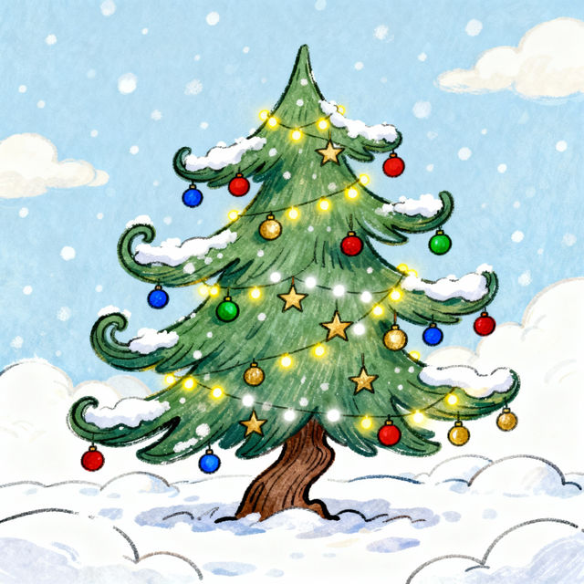 Cartoon Christmas Tree Drawings gallery
