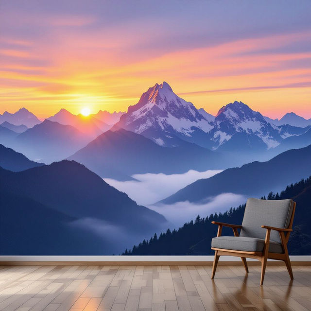Mountain Mural Wallpaper - AI Generated gallery