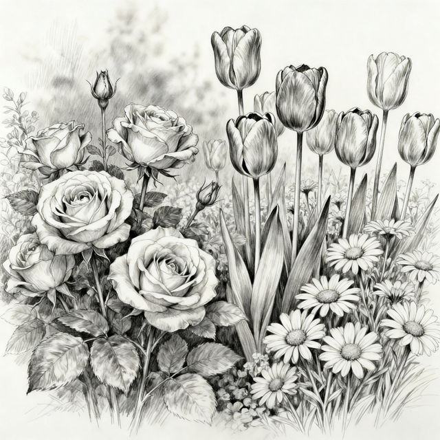 Flower Bed Drawings - AI Generated Art gallery