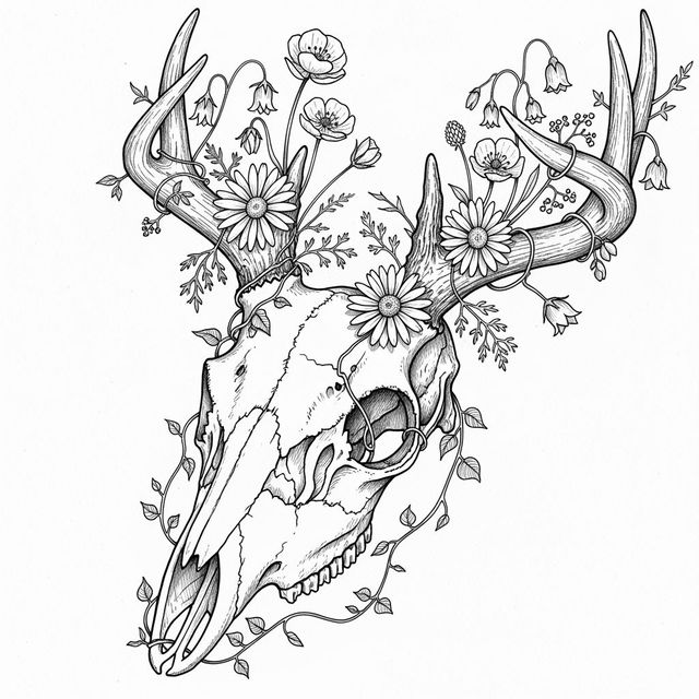 Explore Stunning Deer Skull Drawings gallery