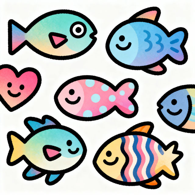 Cute Easy Fish Drawings - Made With AI gallery