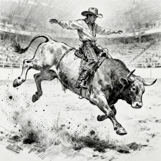 Bull Riding Drawings - AI Generated Art gallery