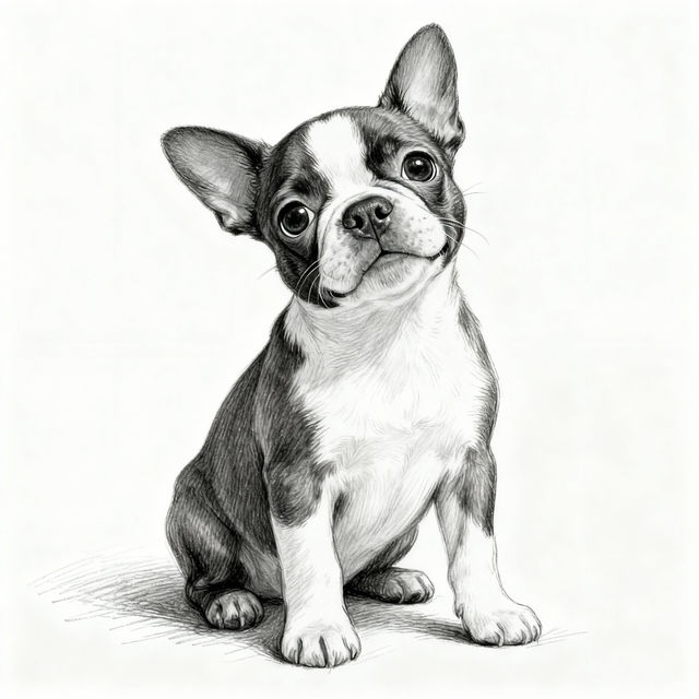 Boston Terrier Drawings - AI Generated gallery