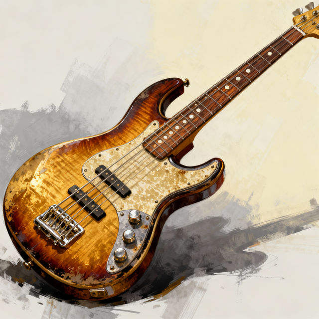 Bass Guitar Drawings - AI Generated gallery
