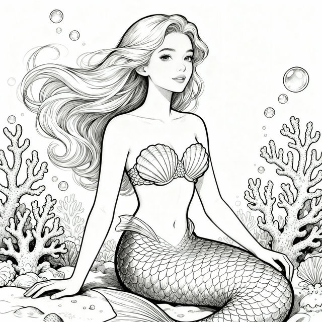 Mermaid Pictures To Color gallery