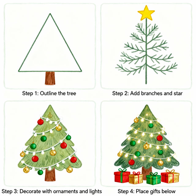 Christmas Tree Drawing Step By Step gallery