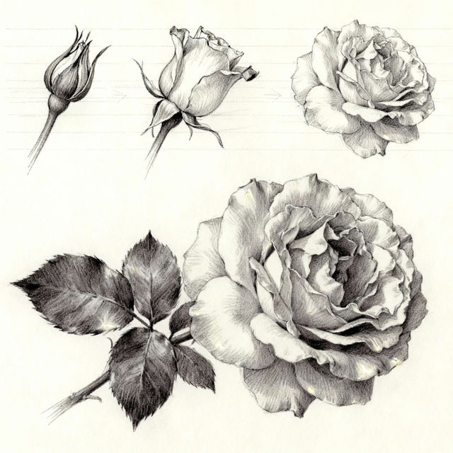 Step By Step Rose Drawing gallery