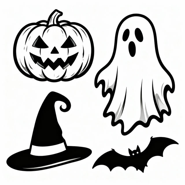Halloween Clip Art Black And White - Made With AI gallery