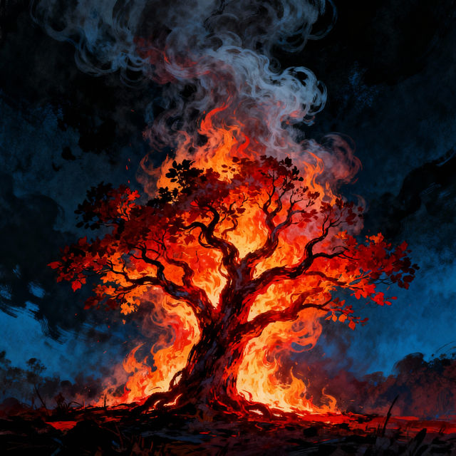 Tree On Fire Drawing gallery